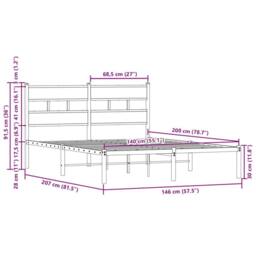 Berkfield Home Bed Frame without Mattress with Headboard Brown Oak 140x200 cm - thumbnail 9