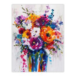 "Artery8 Multicoloured Flower Bouquet in Vase Oil Painting Wall Art Print - Size: W12"" x H16""" - thumbnail 1
