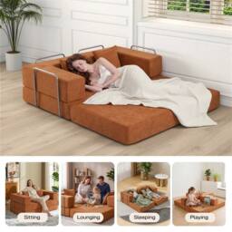 FORGEVIO Orange 2 Seater Sectional Sofa bed - Size: 0.6m2 - thumbnail 4