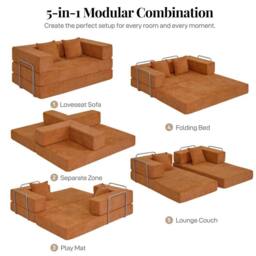 FORGEVIO Orange 2 Seater Sectional Sofa bed - Size: 0.6m2 - thumbnail 2