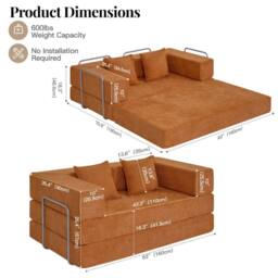 FORGEVIO Orange 2 Seater Sectional Sofa bed - Size: 0.6m2 - thumbnail 3