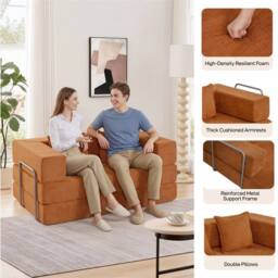 FORGEVIO Orange 2 Seater Sectional Sofa bed - Size: 0.6m2 - thumbnail 5