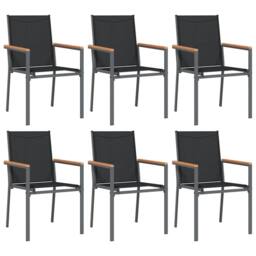 Berkfield Home Beautiful 7 Piece Garden Dining Set Black Textilene & Steel - thumbnail 4