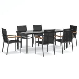Berkfield Home Beautiful 7 Piece Garden Dining Set Black Textilene & Steel - thumbnail 3