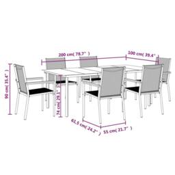 Berkfield Home Beautiful 7 Piece Garden Dining Set Black Textilene & Steel - thumbnail 9