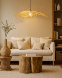 CGC Lighting 'Tulul' Large 56 cm Hand Made Bamboo Easy Fit Lampshade in Natural - thumbnail 8