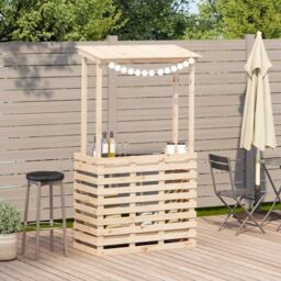 Berkfield Home Outdoor Bar Table with Roof 112.5x57x195.5 cm Solid Wood - thumbnail 3