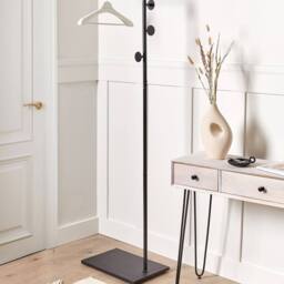 Wyld and Coco Black Metal Coat Stand 169 cm Freestanding Industrial Jacket Rack - thumbnail 1
