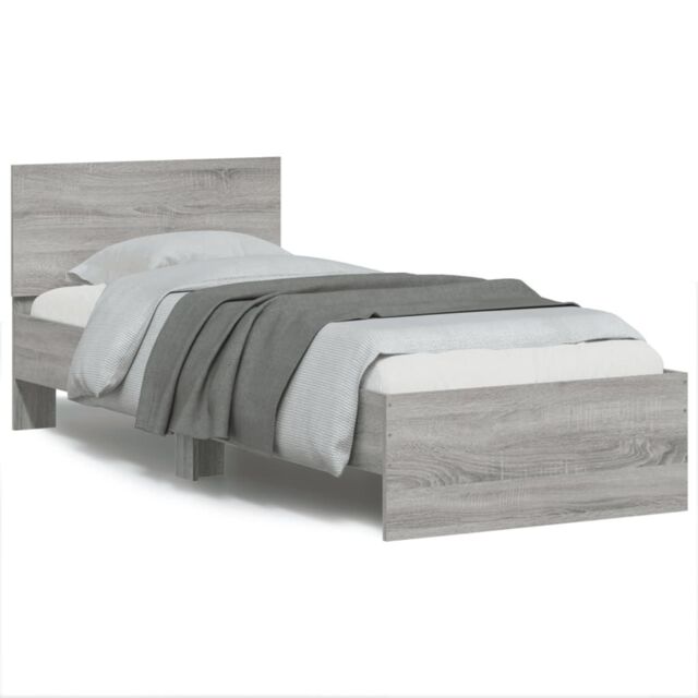 Berkfield Home Bed Frame without Mattress with LED Lights Grey Sonoma 90x190 cm Single - image 1