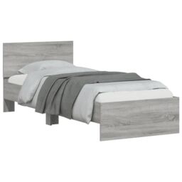 Berkfield Home Bed Frame without Mattress with LED Lights Grey Sonoma 90x190 cm Single - thumbnail 6