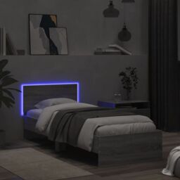 Berkfield Home Bed Frame without Mattress with LED Lights Grey Sonoma 90x190 cm Single - thumbnail 5