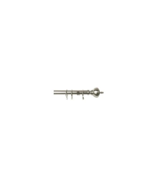 New Edge Blinds 25-28mm Vienna End Metal Curtain Pole Set - Satin Silver - Size: 170 cm - 300 cm - image 1