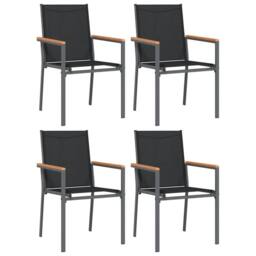 Berkfield Home Beautiful 5 Piece Garden Dining Set Black Textilene & Steel - thumbnail 4