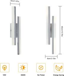 COMELY Indoor Wall Lights, 16W Wall Lights Modern for Living Room, 40cm in Silver - thumbnail 3