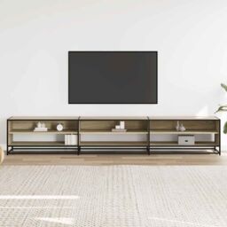 Berkfield Home TV Cabinet Sonoma Oak 270x40x46 cm Engineered Wood in Brown - Size: 270 x 40 x 46 cm - thumbnail 3