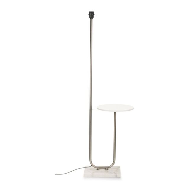 ValueLights Tavel Brushed Chrome & Marble Floor Lamp Base With Built In Side Table in Metallic Silver - image 1