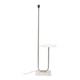 ValueLights Tavel Brushed Chrome & Marble Floor Lamp Base With Built In Side Table in Metallic Silver