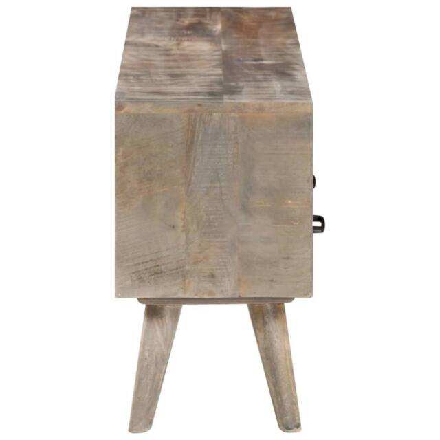 Berkfield Home TV Cabinet Grey 130x35x51 cm Solid Rough Mango Wood - Size: 130 x 35 x 51 cm - image 1