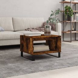 Berkfield Home Decorative Coffee Table Smoked Oak 60x50x40 cm Engineered Wood in Brown - Size: 60 x 50 x 40 cm - thumbnail 2
