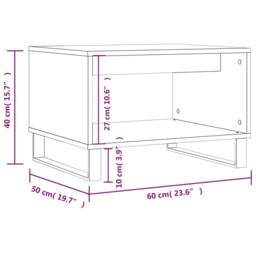 Berkfield Home Decorative Coffee Table Smoked Oak 60x50x40 cm Engineered Wood in Brown - Size: 60 x 50 x 40 cm - thumbnail 9
