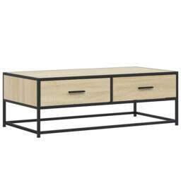 Berkfield Home Durable Coffee Table Sonoma Oak 100x50x35 cm Engineered Wood & Metal in Light Tan - Size: 100 x 50 x 35 cm - thumbnail 3