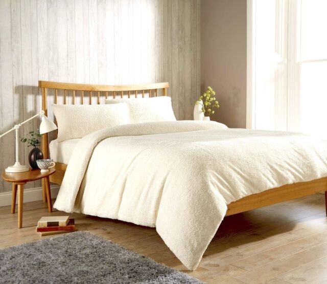 New Edge Blinds Original Teddy Duvet Set in Grey - King in Beige - Size: Double