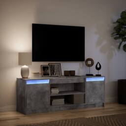 Berkfield Home TV Cabinet with LED Concrete Grey 139.5x34x50 cm Engineered Wood - thumbnail 5