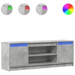 Berkfield Home TV Cabinet with LED Concrete Grey 139.5x34x50 cm Engineered Wood - thumbnail 1
