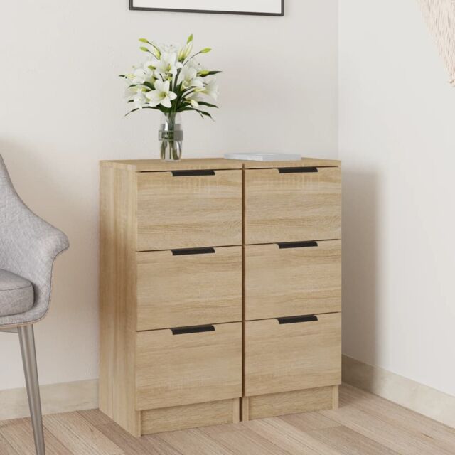 Berkfield Home Sideboards 2 pcs Sonoma Oak 30x30x70 cm Engineered Wood in Brown - Size: 30 x 30 x 70 cm - image 1