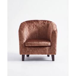 Comfy Living Ltd Crush Velvet Tub Chair in Brown - thumbnail 2