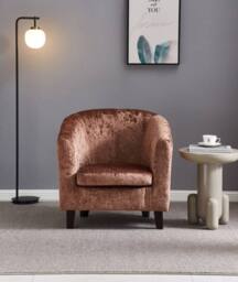 Comfy Living Ltd Crush Velvet Tub Chair in Brown
