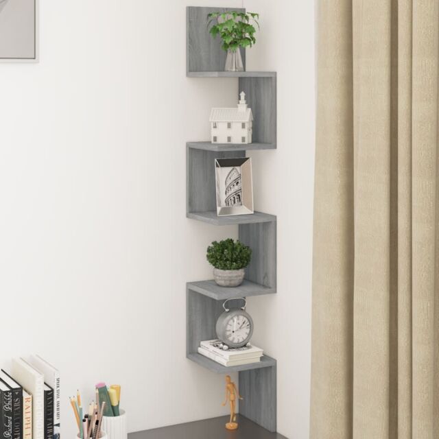 Berkfield Home Wall Corner Shelf Grey Sonoma 20x20x127.5 cm Engineered Wood - image 1