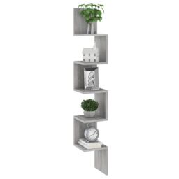 Berkfield Home Wall Corner Shelf Grey Sonoma 20x20x127.5 cm Engineered Wood - thumbnail 5