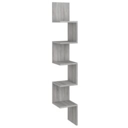 Berkfield Home Wall Corner Shelf Grey Sonoma 20x20x127.5 cm Engineered Wood - thumbnail 2
