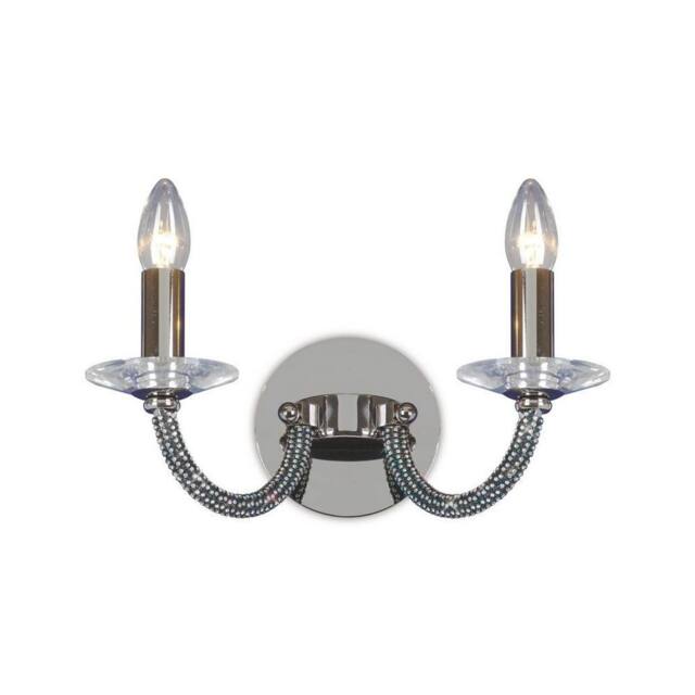 Netlighting Elena Wall Lamp Switched 2 Candle Light Black Chrome Crystal - image 1