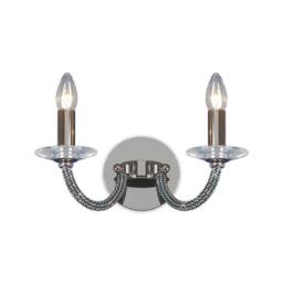 Netlighting Elena Wall Lamp Switched 2 Candle Light Black Chrome Crystal - thumbnail 1