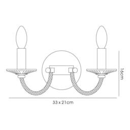 Netlighting Elena Wall Lamp Switched 2 Candle Light Black Chrome Crystal - thumbnail 3