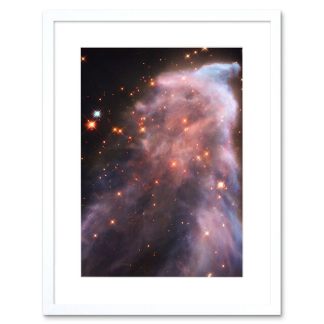 Artery8 Wall Art Print Hubble Space Astronomy IC 63 Ghost Nebula Blue Red Dust Gas Cassiopeia Queen Star Constellation Cosmic Angel Artwork Framed - image 1