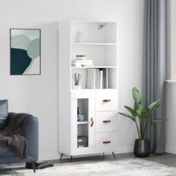 Berkfield Home Highboard White 69.5x34x180 cm Engineered Wood - thumbnail 1
