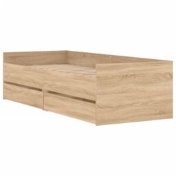 Berkfield Home Bed Frame without Mattress Sonoma Oak 75x190 cm Small Single in Brown - thumbnail 3