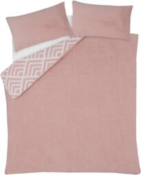 Smart Living Luxurious Geometric Jacquard Fleece Duvet Cover with Pillowcases in Pink - Size: Single - thumbnail 5