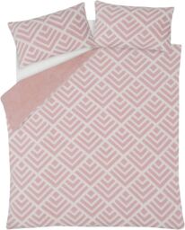 Smart Living Luxurious Geometric Jacquard Fleece Duvet Cover with Pillowcases in Pink - Size: Single - thumbnail 4