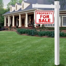 Gymax 183 cm Real Estate Sign Post UPVC Realtor Yard Sign Post Garage Sale Signs in White - thumbnail 3