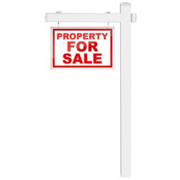 Gymax 183 cm Real Estate Sign Post UPVC Realtor Yard Sign Post Garage Sale Signs in White - thumbnail 1