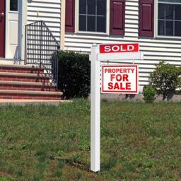 Gymax 183 cm Real Estate Sign Post UPVC Realtor Yard Sign Post Garage Sale Signs in White - thumbnail 4