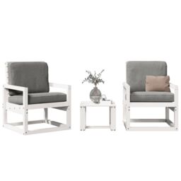 Berkfield Home 3 Piece Garden Lounge Set White Solid Wood Pine