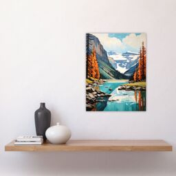 "Artery8 Lake Louise Oil Painting Canada Banff National Park In Autumn Unframed Wall Art Print Poster Home Decor Premium - Size: W12"" x H16""" - thumbnail 4