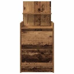 Berkfield Home Durable Bedside Cabinet with 2 Drawers Old Wood 38x34x80 cm in Brown - Size: 38 x 34 x 80 cm - thumbnail 6