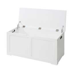 Xample Children's Wooden Toy Box Chest Kids Storage Bench Flip Top Lid & Safety Hinges in White - thumbnail 5