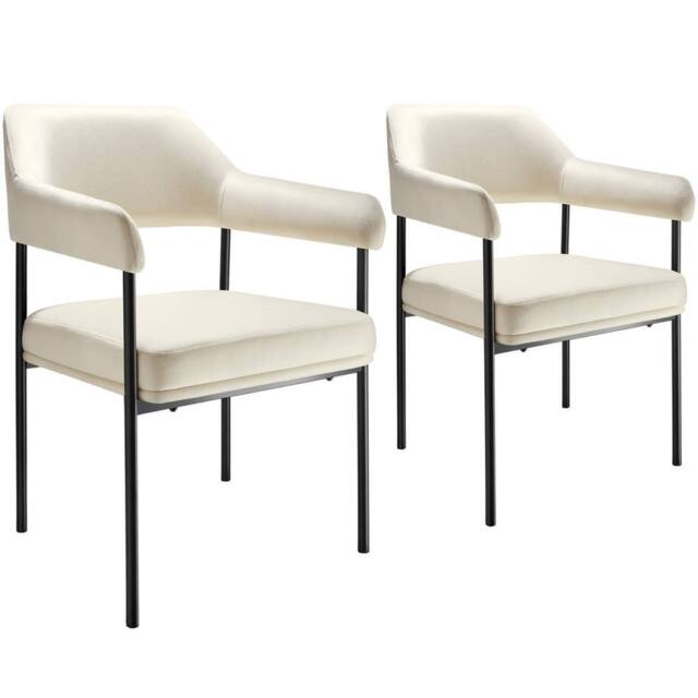 tectake Armchair Doe Set Of 2 - Velvet Look Off-White - Size: 2 Pack - image 1